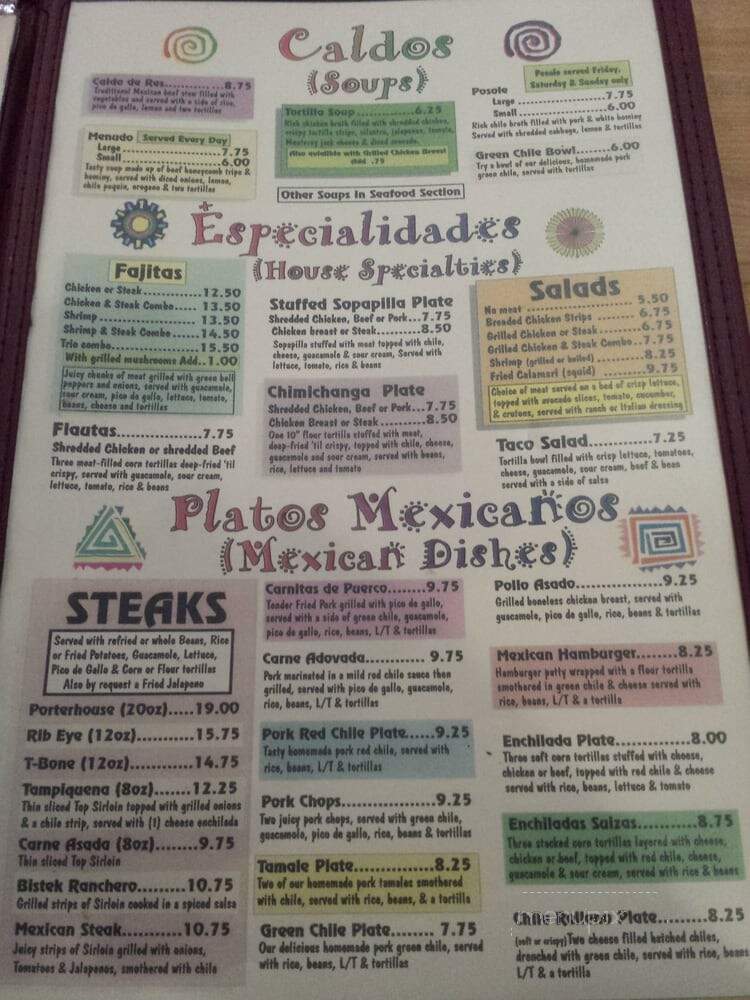 Cafe Chihuahua - Denver, CO menu_pic