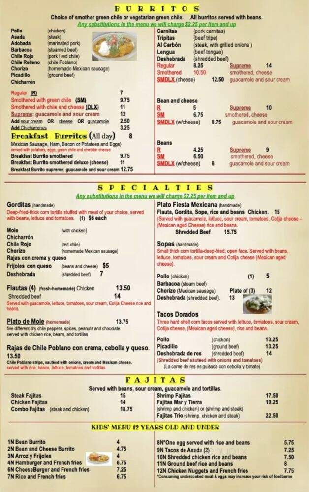 La Mexicana Taqueria - Denver, CO menu_pic