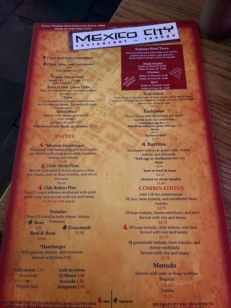 Mexico City Lounge - Denver, CO menu_pic