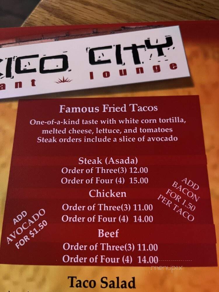 Mexico City Lounge - Denver, CO menu_pic
