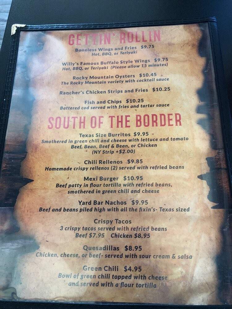 Stockyards Inn - Denver, CO menu_pic