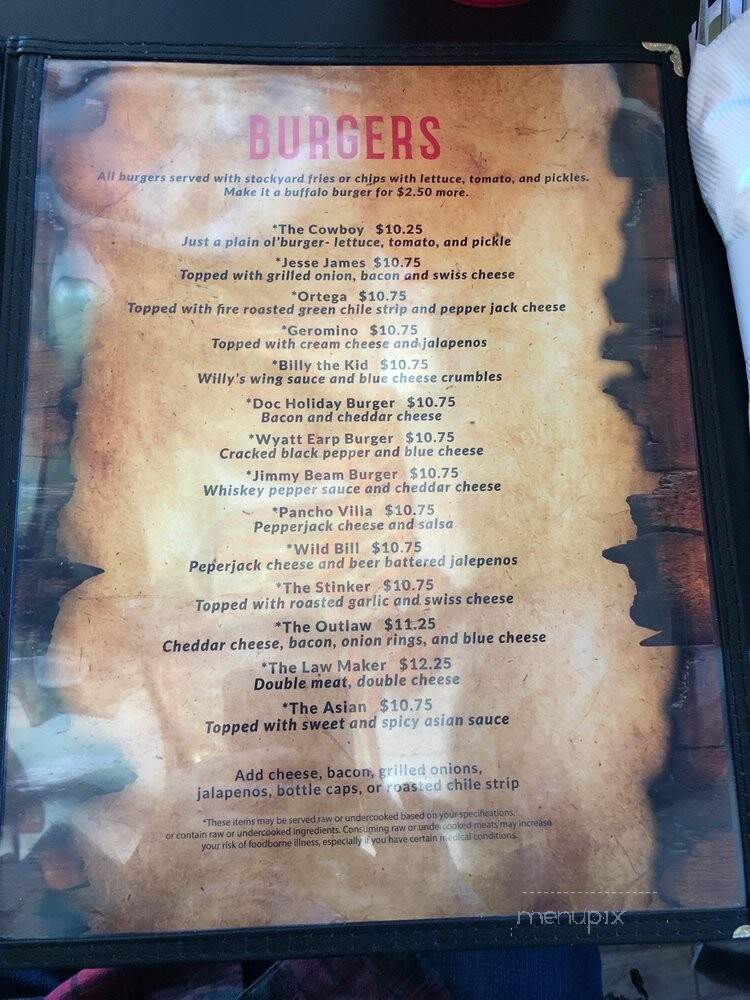 Stockyards Inn - Denver, CO menu_pic