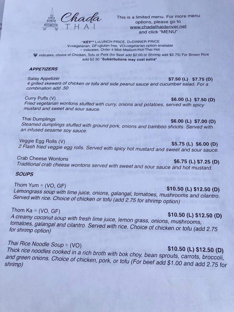 Chada Thai - Denver, CO menu_pic