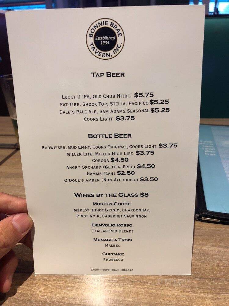 Bonnie Brae Tavern - Denver, CO menu_pic