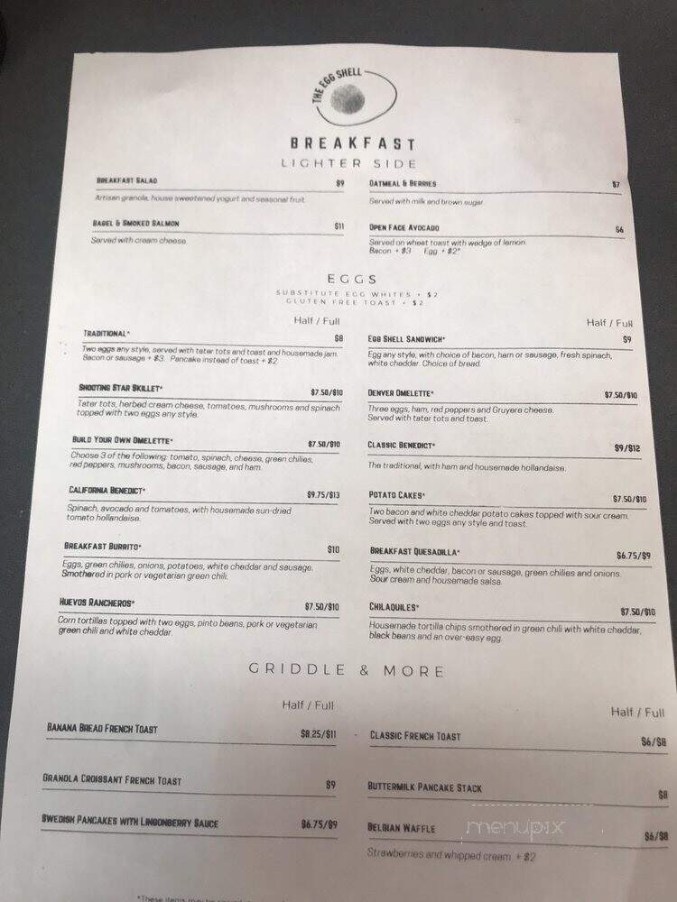 Egg Shell Of Cherry Creek - Denver, CO menu_pic