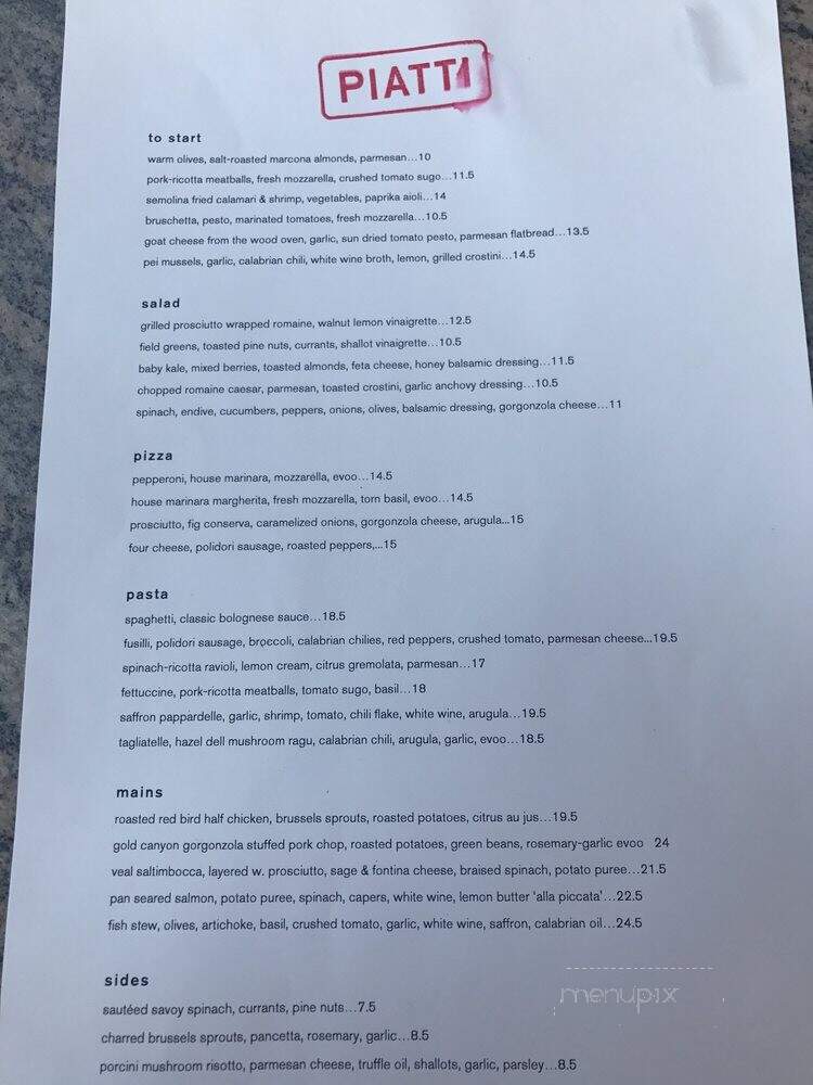 Piatti Restaurant - Denver, CO menu_pic
