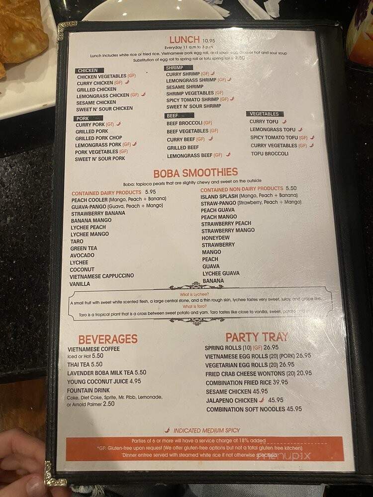 Vietnamese Cafe - Denver, CO menu_pic