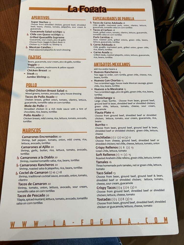 La Fogata - Denver, CO menu_pic