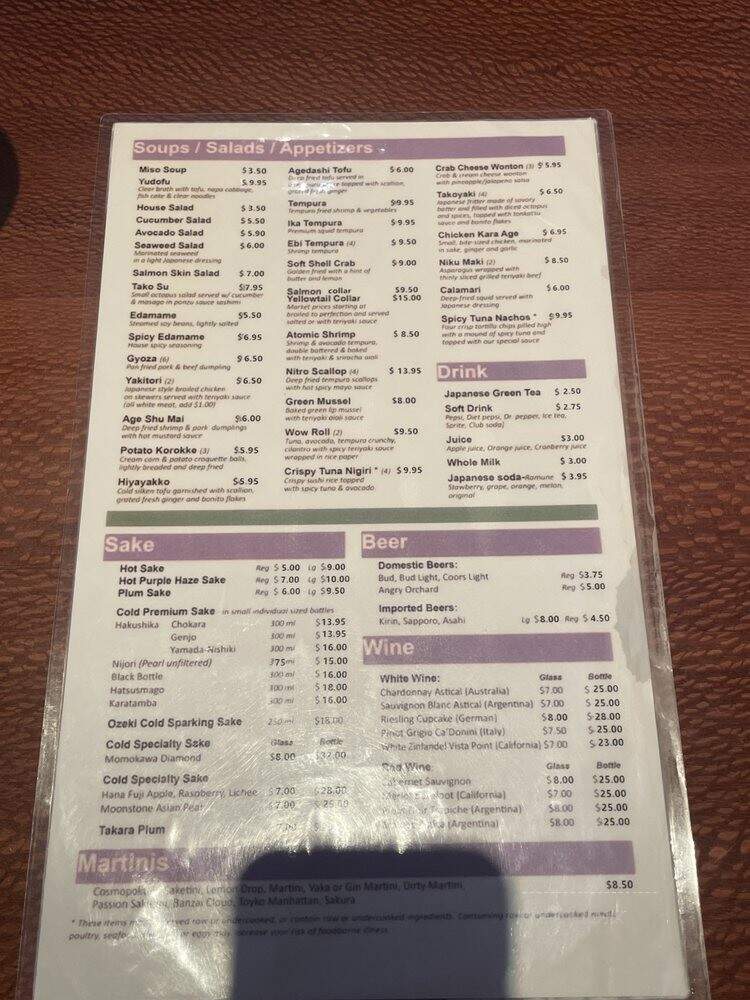 Banzai Sushi - Denver, CO menu_pic