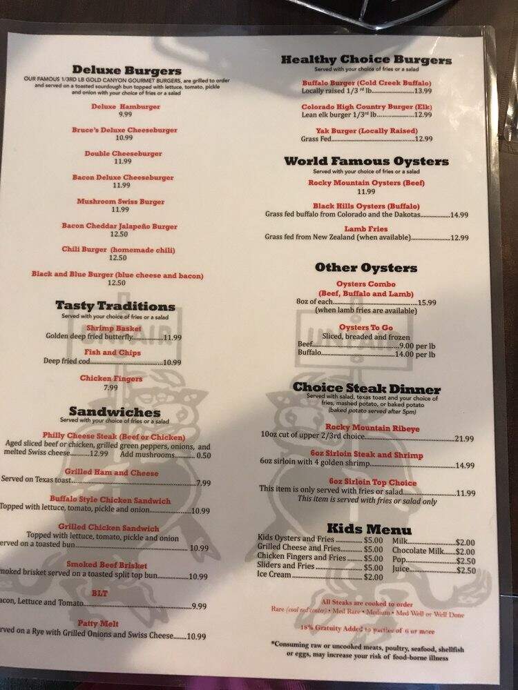 Bruce's Bar - Windsor, CO menu_pic