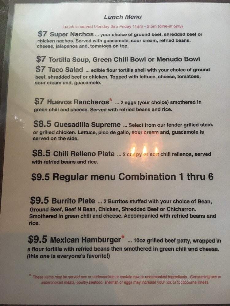 La Fogata Restaurant - Denver, CO menu_pic