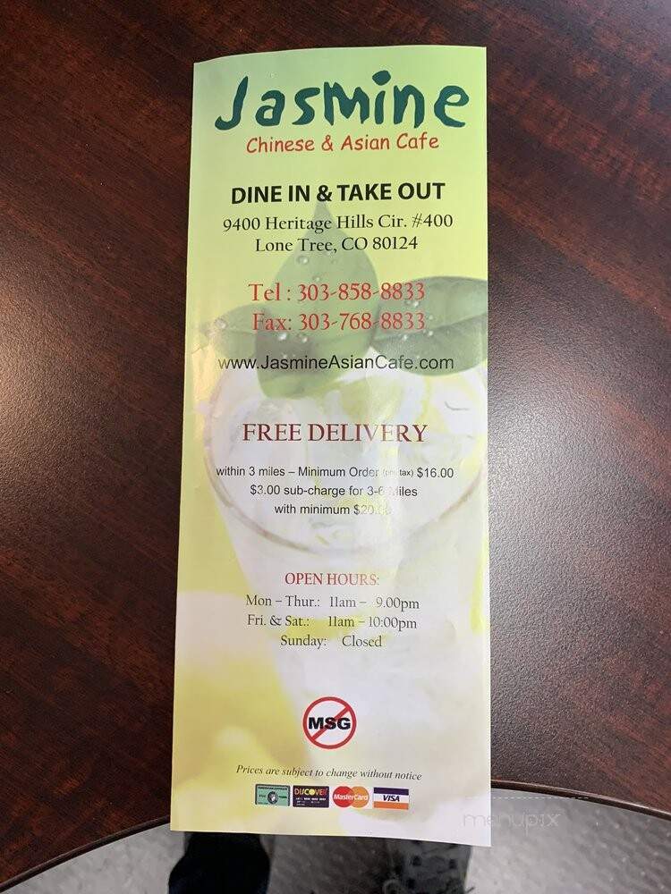 Jasmine Asian Cafe - Lone Tree, CO menu_pic