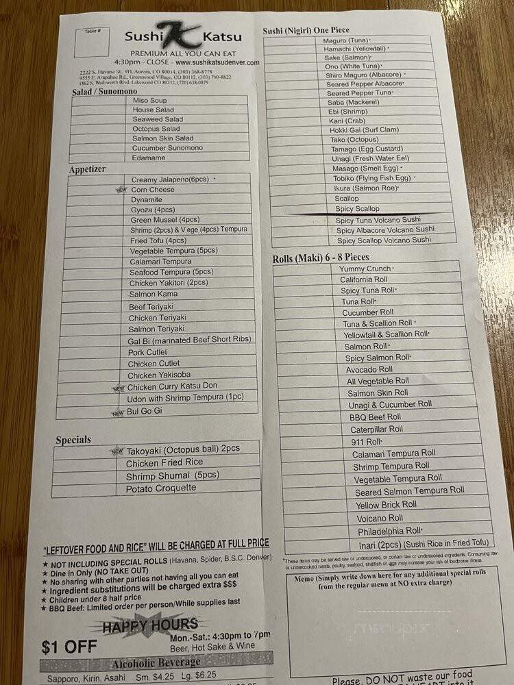 Sushi Wave - Greenwood Village, CO menu_pic