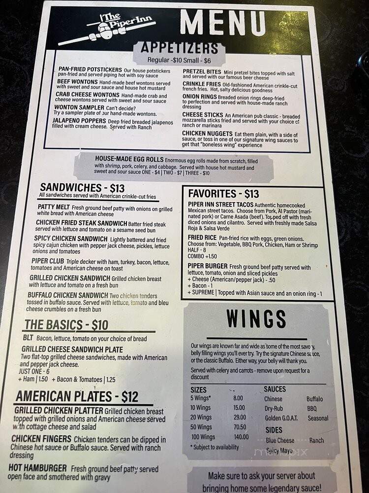 Piper Inn Bar & Restaurant - Denver, CO menu_pic