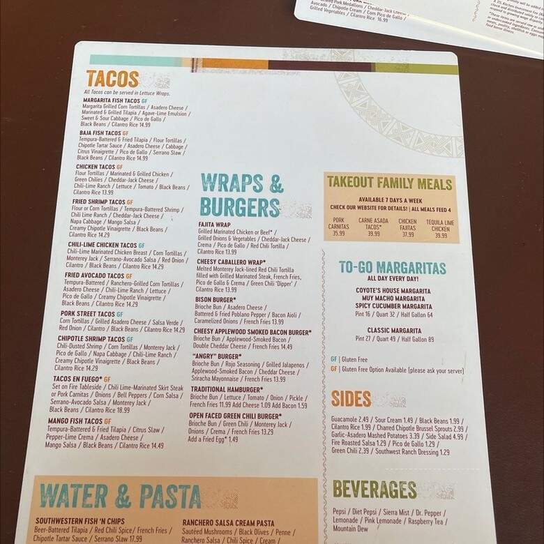Coyote's Southwestern Grill - Greeley, CO menu_pic