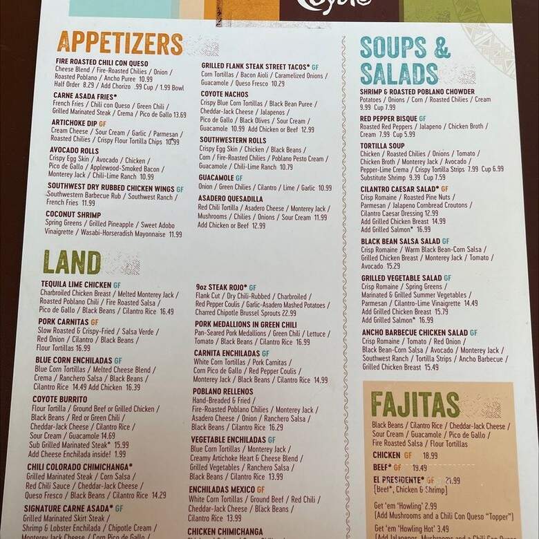 Coyote's Southwestern Grill - Greeley, CO menu_pic