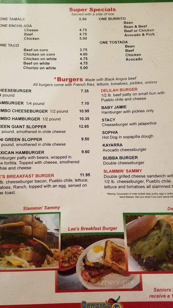 Romero's Cafe - Pueblo, CO menu_pic