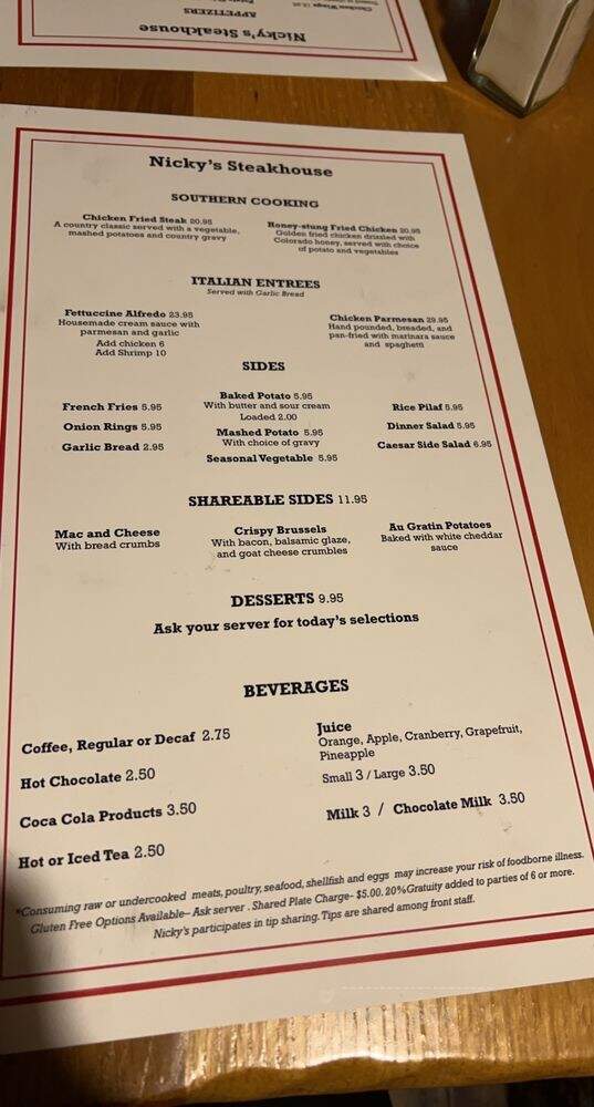 Nicky's Restaurant-The River - Estes Park, CO menu_pic