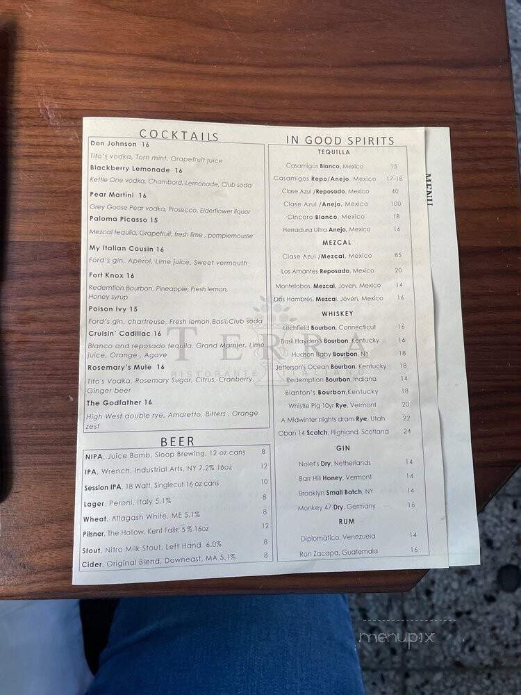 Terra Ristorante Italiano - Greenwich, CT menu_pic