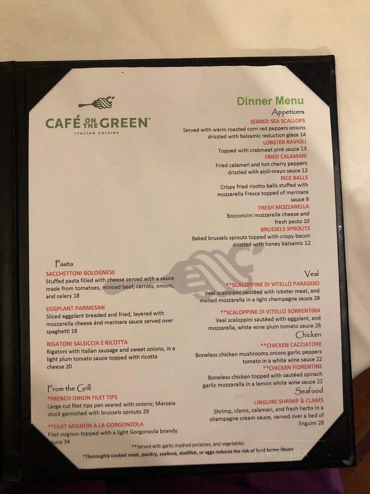 Cafe On The Green Ristorante - Danbury, CT menu_pic