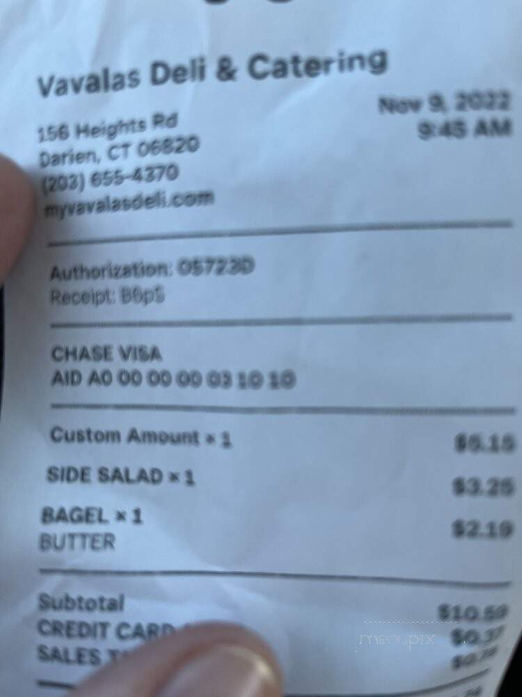 Vavala's Deli - Darien, CT menu_pic