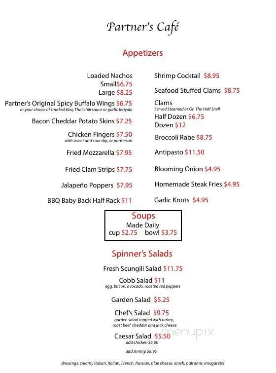Partners Cafe & Pizzeria - Norwalk, CT menu_pic