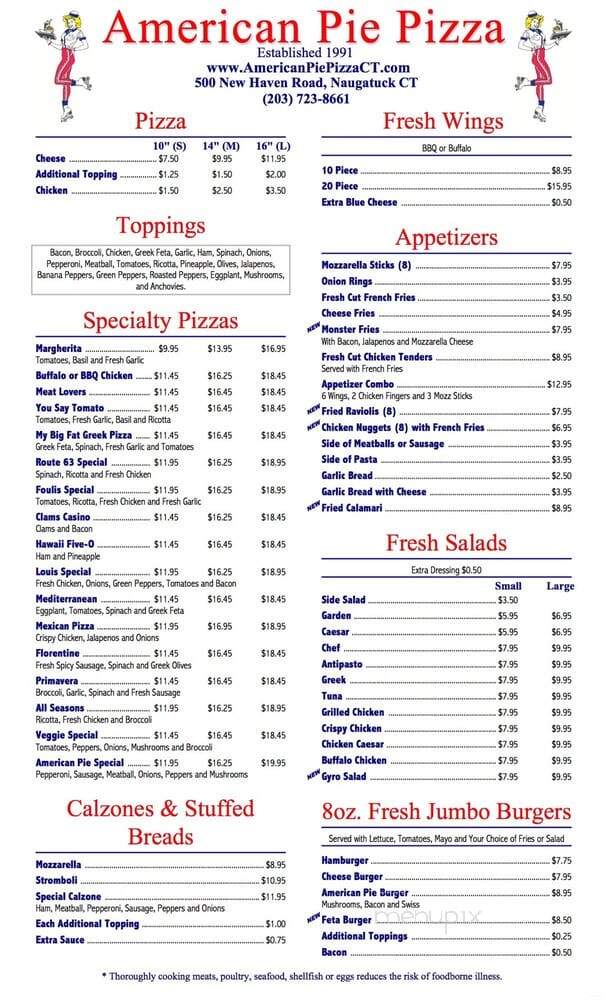 American Pie Pizza & Restaurant - Naugatuck, CT menu_pic