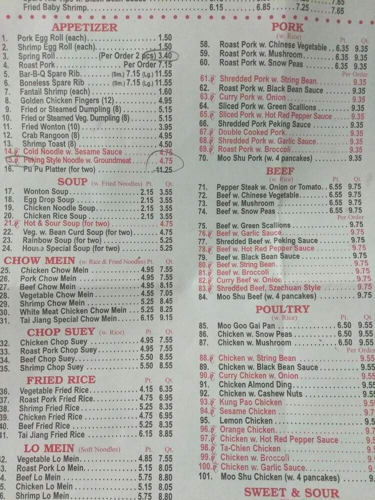 Tai Jiang Restaurant - Bridgeport, CT menu_pic