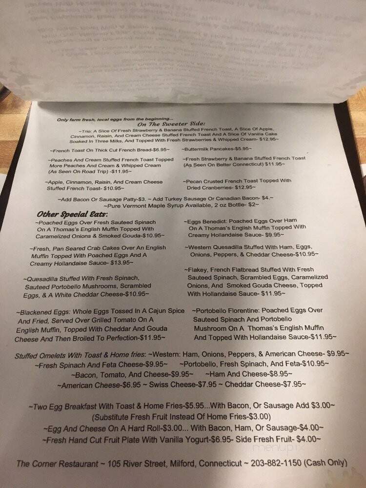 Corner - Milford, CT menu_pic
