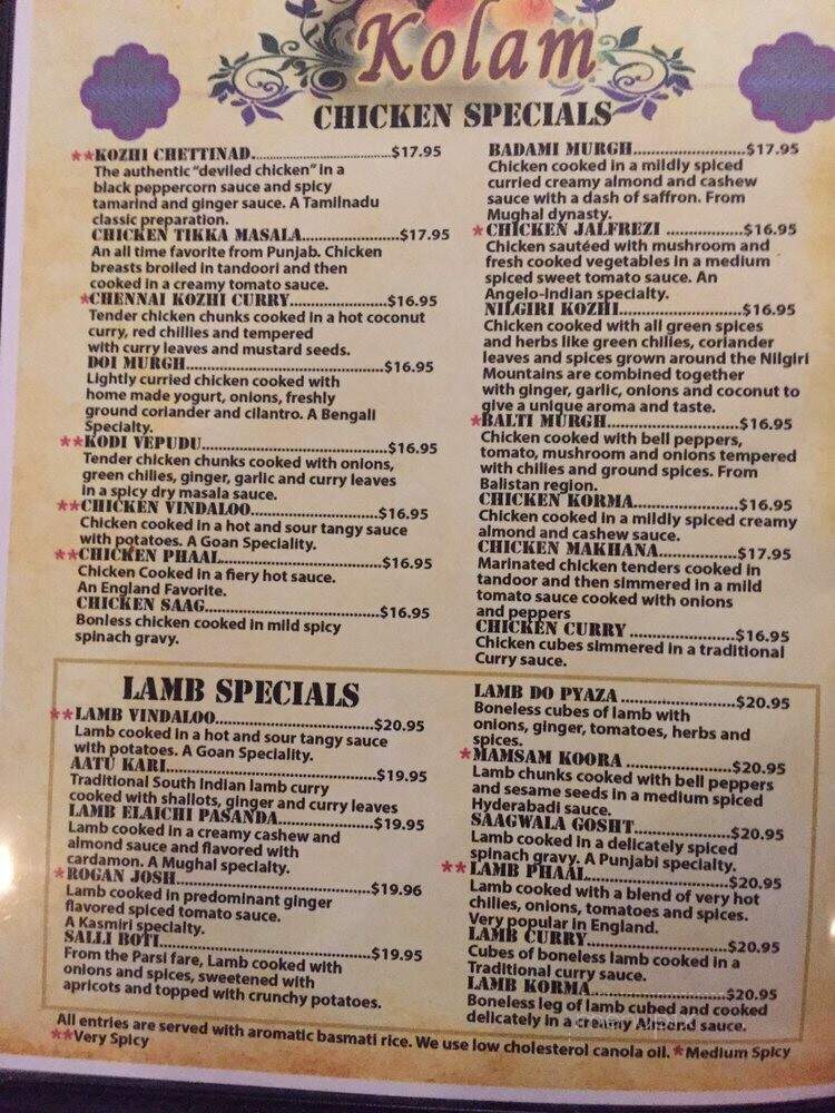 Kolam Restaurant - Newtown, CT menu_pic