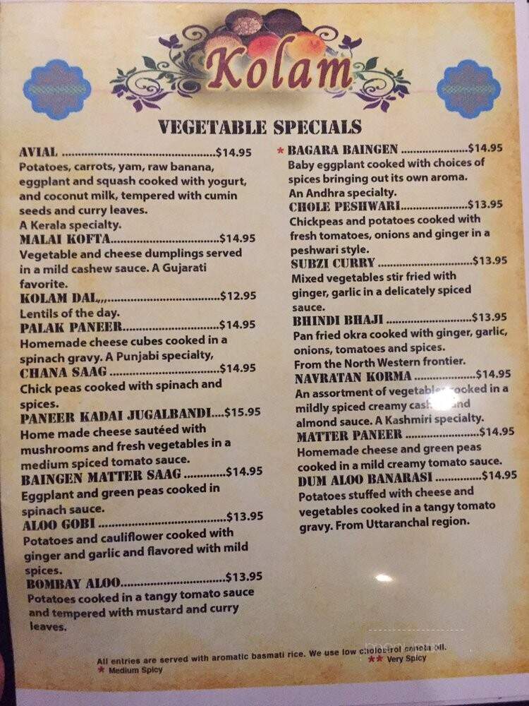 Kolam Restaurant - Newtown, CT menu_pic