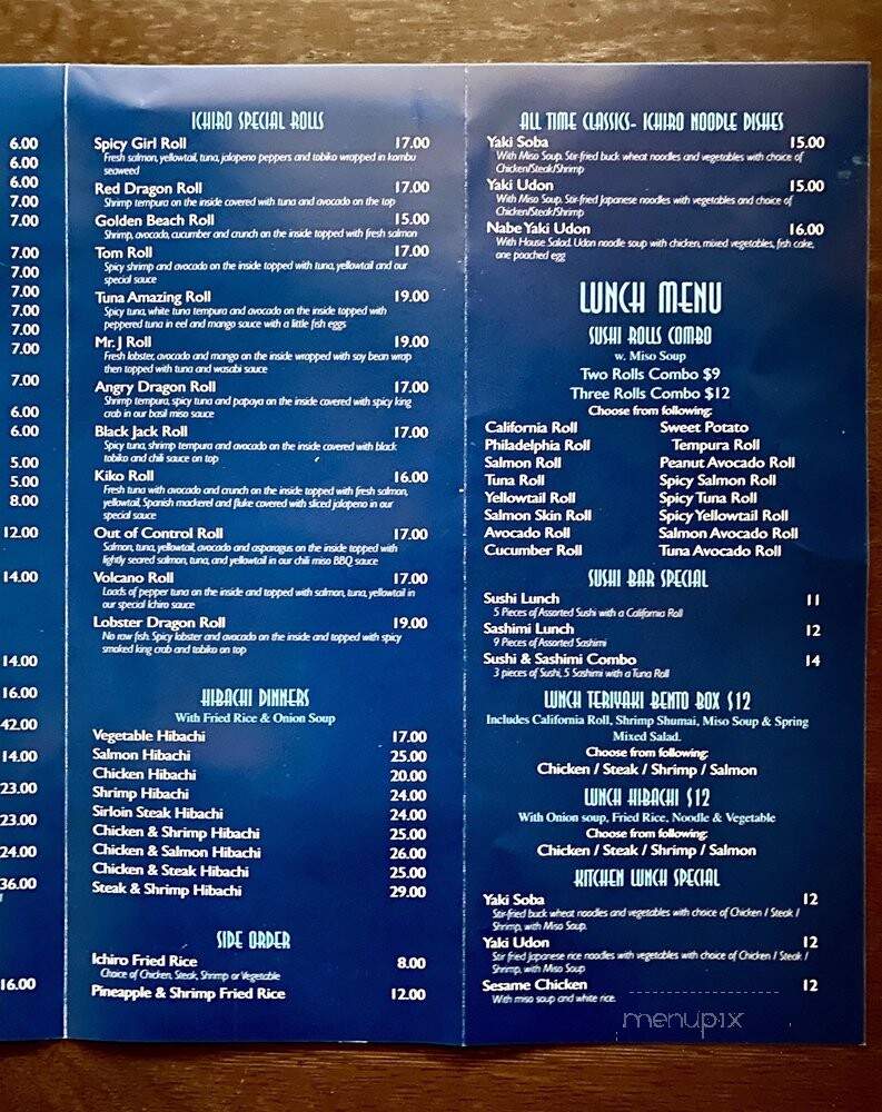 Ichiro Hibachi & Sushi - West Hartford, CT menu_pic