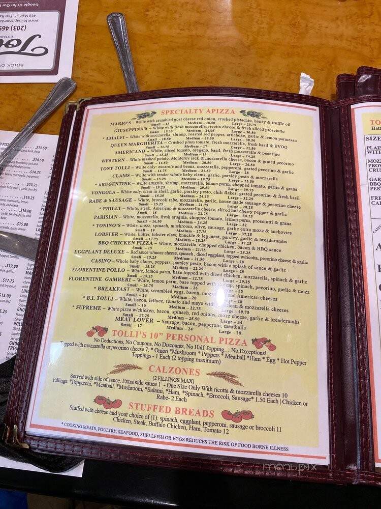 Tolli's Apizza - East Haven, CT menu_pic