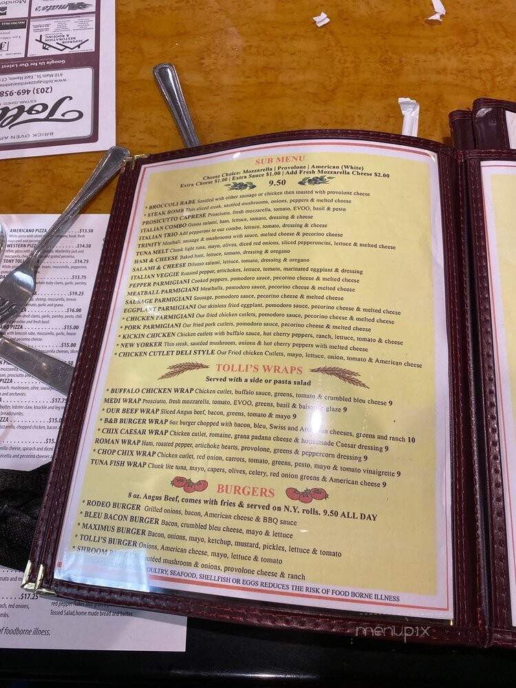 Tolli's Apizza - East Haven, CT menu_pic