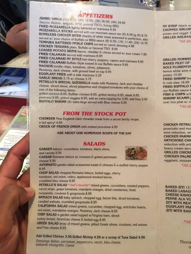 Menu of Petrillo's Pizza in Madison, CT 06443