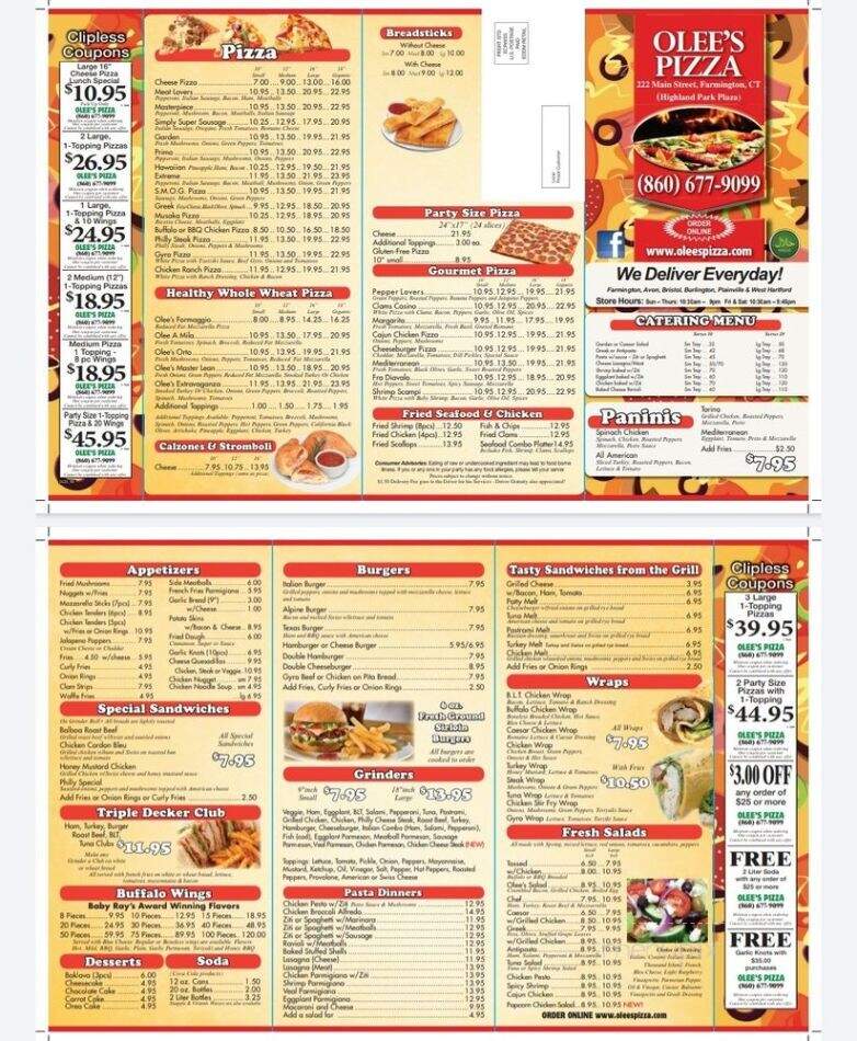 Olee's Master Pizza - Farmington, CT menu_pic