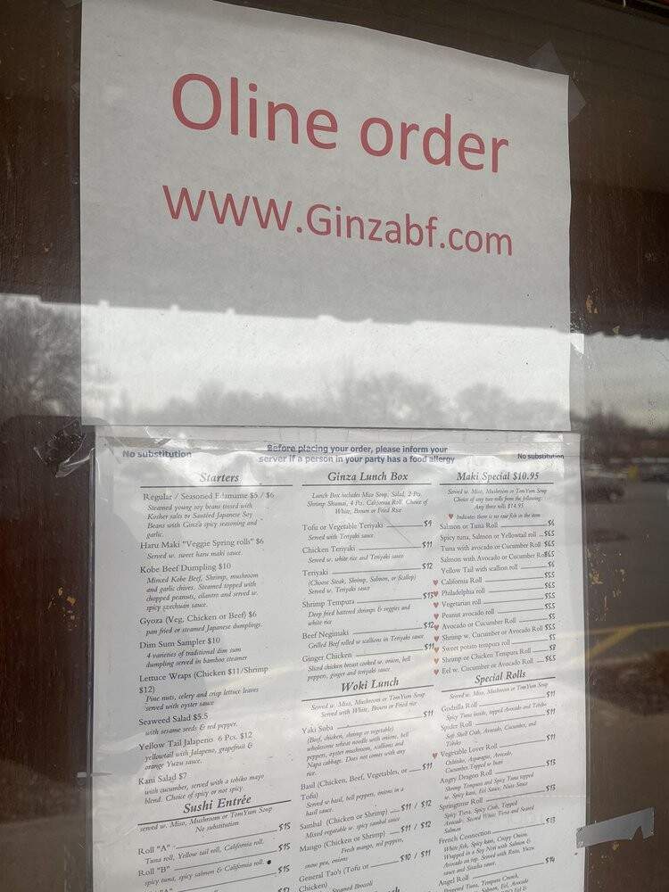 Ginza Japanese Restaurant - Bloomfield, CT menu_pic