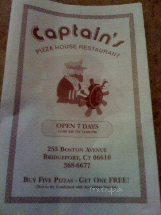 Captain's Pizza House - Bridgeport, CT menu_pic
