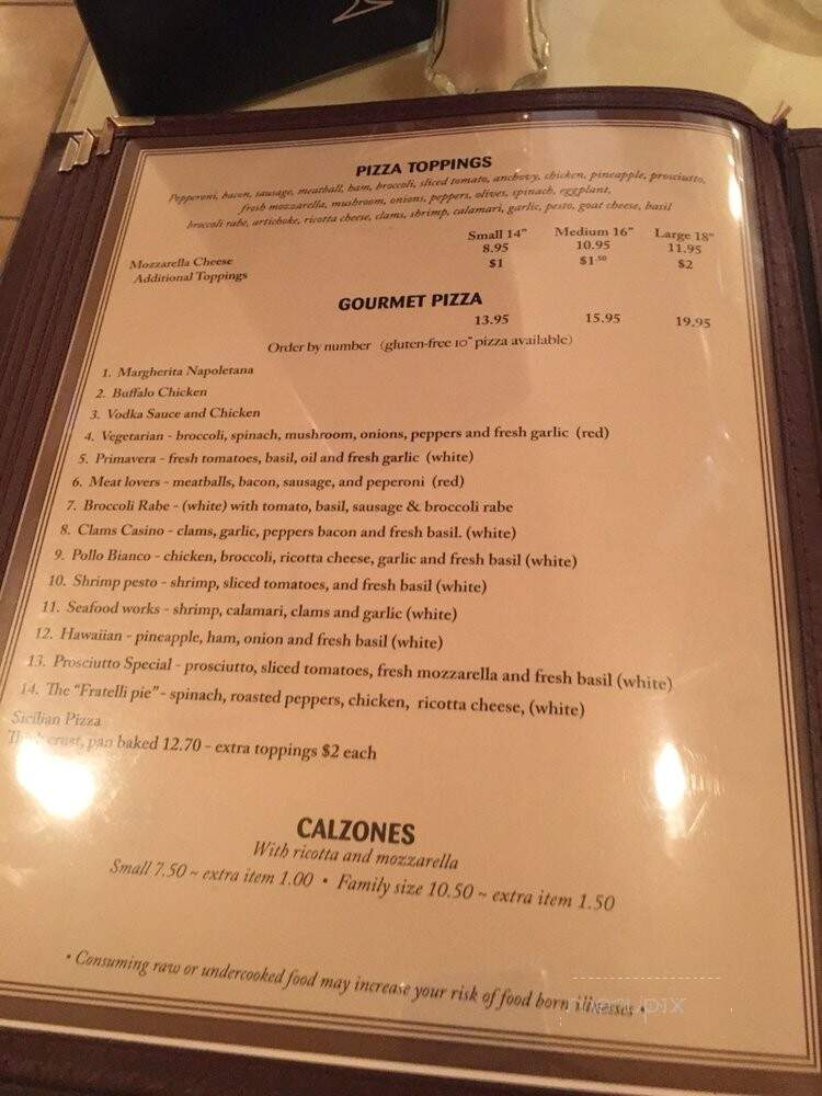 Fratelli's Pizzaria Restaurant - Wallingford, CT menu_pic