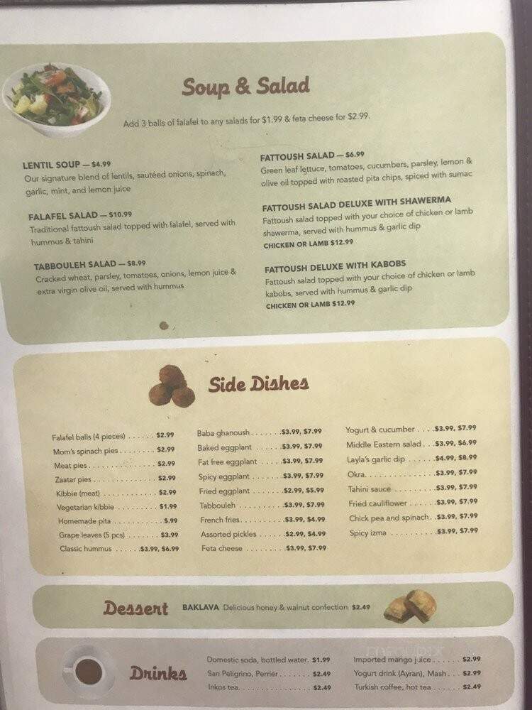 Layla's Falafel - Fairfield, CT menu_pic
