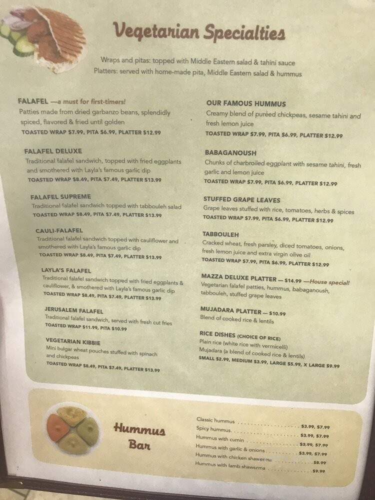 Layla's Falafel - Fairfield, CT menu_pic