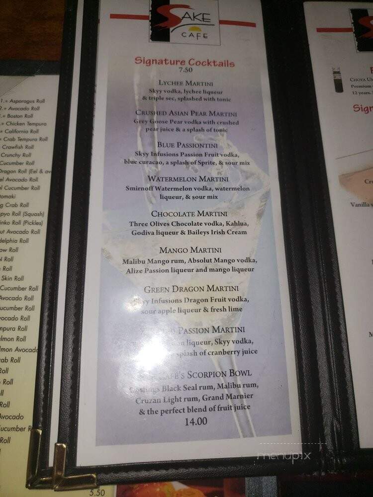 Sake Cafe Japanese Restaurant - Wethersfield, CT menu_pic