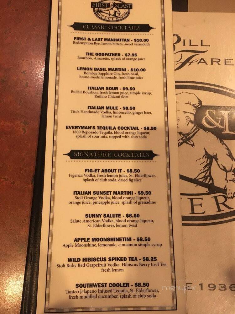 First & Last Tavern - Middletown, CT menu_pic