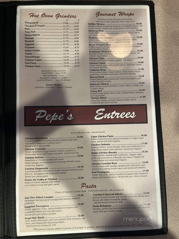 Pepe's Restaurant & Lounge - Manchester, CT menu_pic