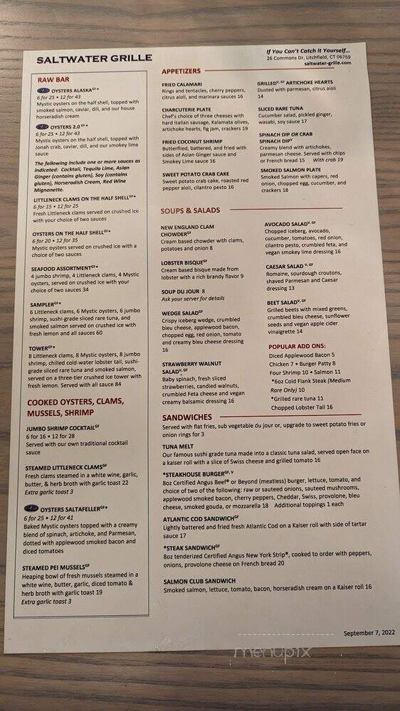 Litchfield Salt Water Grille - Litchfield, CT menu_pic