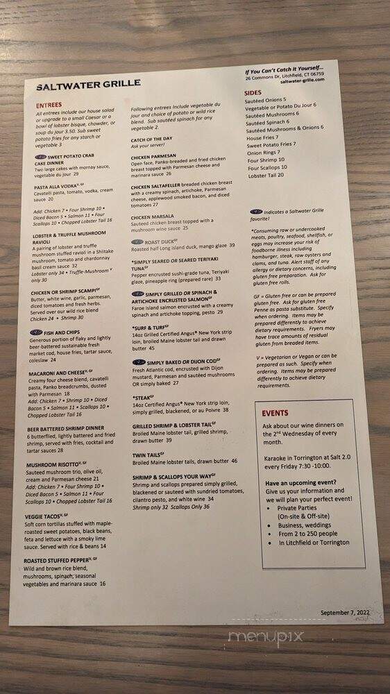 Litchfield Salt Water Grille - Litchfield, CT menu_pic