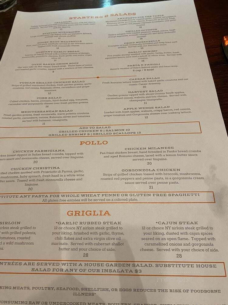 Amici Italian Grill - Avon, CT menu_pic