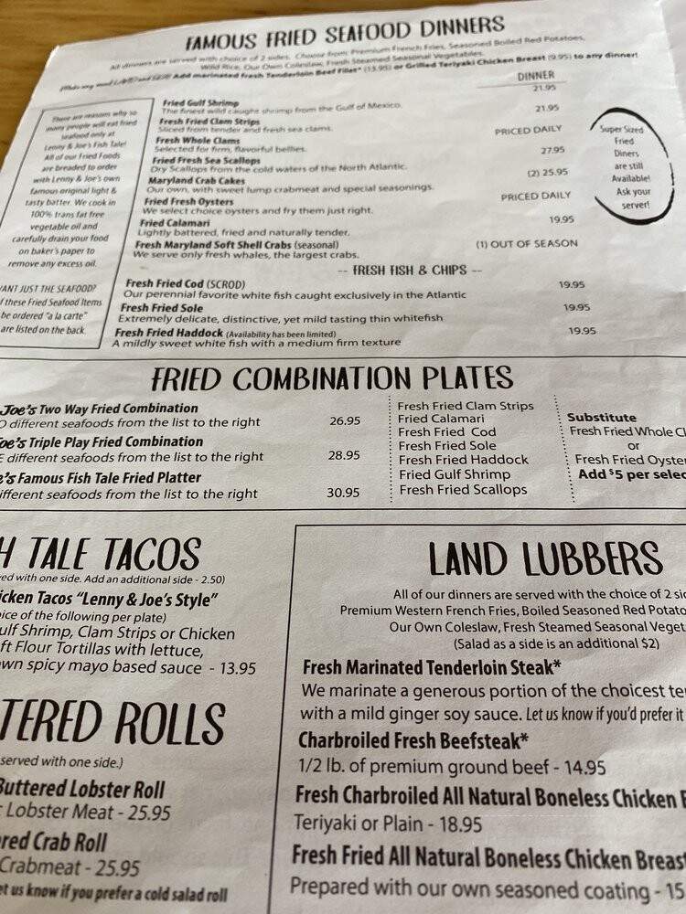 Fish Tale Restaurant - Westbrook, CT menu_pic