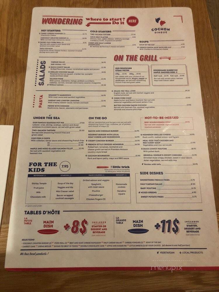 Cochon Dingue - Levis, QC menu_pic