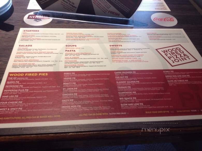 Pie Wood Fired Pizza Joint - Barrie, ON menu_pic